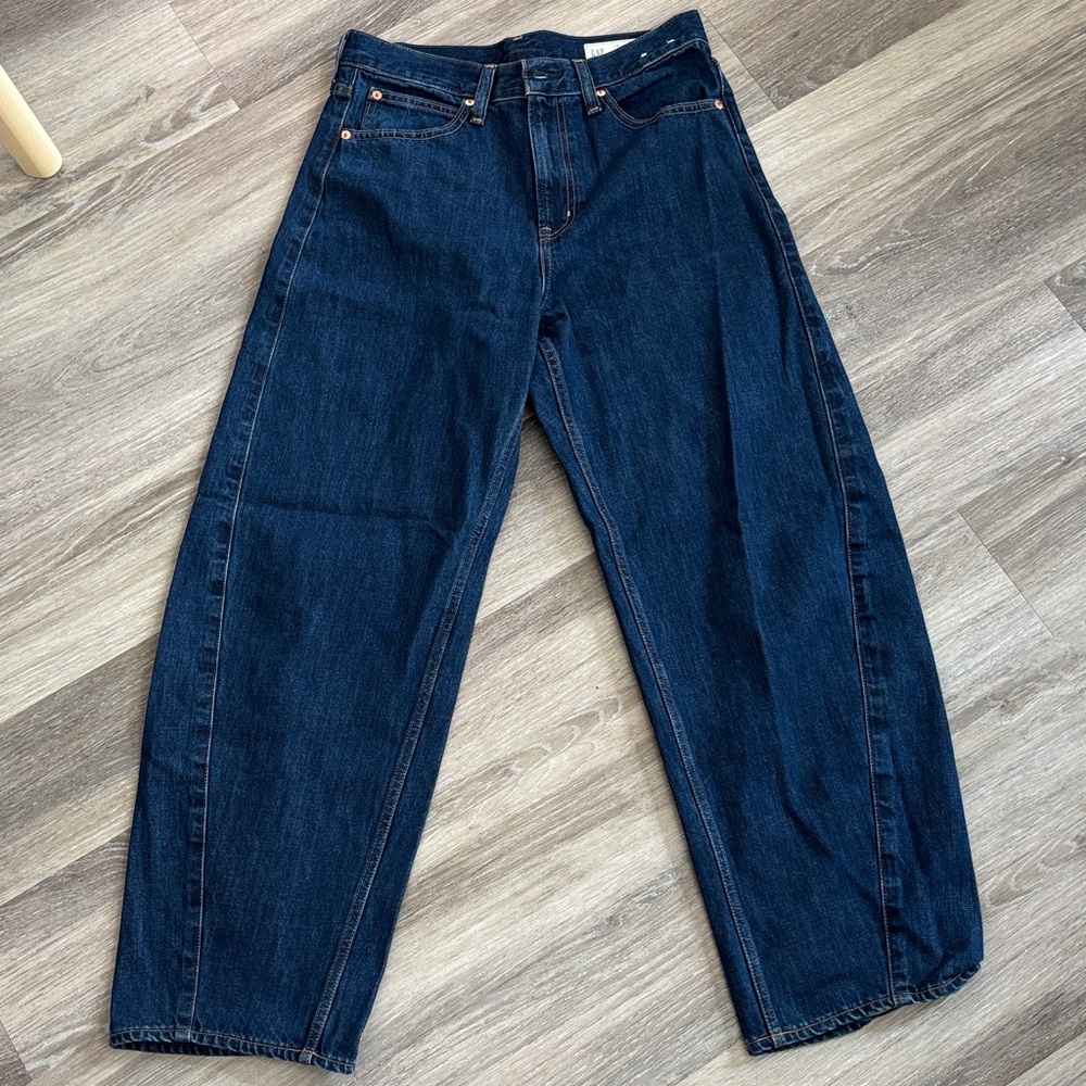 GAP High Rise Barrel Jeans in Deep Blue for Women Sz 8